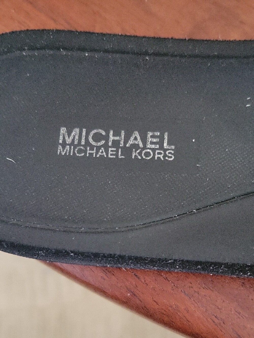 Michael Kors Black Slide Sandals with White MK Logo Strap - Picture 2 of 11